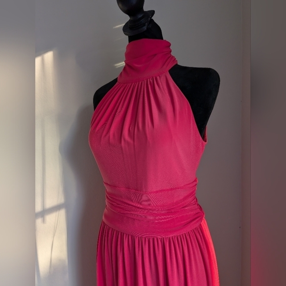 Eliza J High Neck Sleeveless Long Dress in Coral Pink Size 4 - Picture 3 of 14
